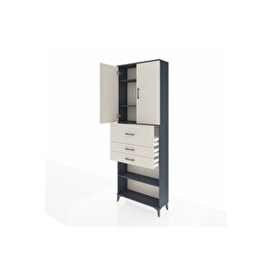 Arges Dolap 4 Raflı 3 Çekmeceli 2 Kapaklı 88x30x243 Antrasit-aytaşı