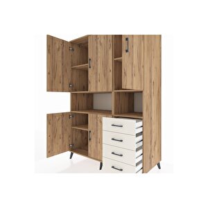 Kronos Dolap 7 Raflı 4 Çekmeceli 5 Kapaklı 132x59x195 Çam-çam/aytaşı