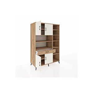 Kronos Dolap 10 Raflı Tek Çekmeceli 4 Kapaklı 132x59x195 Çam-aytaşı/çam