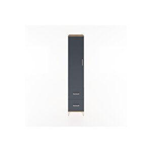 Hyperion Dolap 4 Raflı 2 Çekmeceli Tek Kapaklı 44x44x221 Çam-antrasit