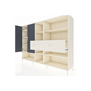 Hyperion Dolap 10 Raflı 2 Çekmeceli 2 Kapaklı 220x44x163 Aytaşı-antrasit/aytaşı