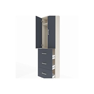 Arges Dolap 2 Raflı 3 Çekmeceli Tek Askılı 60x30x221 Aytaşı-antrasit