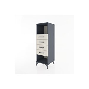 Hyperion Dolap Tek Raflı 4 Çekmeceli 44x44x134 Antrasit-aytaşı