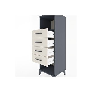 Hyperion Dolap Tek Raflı 4 Çekmeceli 44x44x134 Antrasit-aytaşı