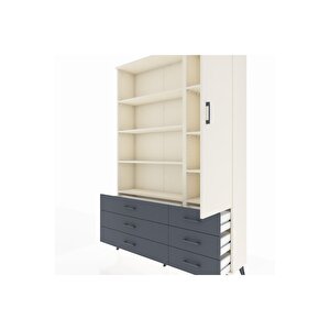 Arges Dolap 8 Raflı 6 Çekmeceli Tek Kapaklı  132x30x195 Aytaşı-aytaşı/antrasit