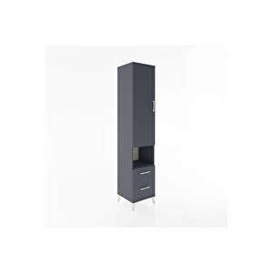 Hyperion Dolap 3 Raflı 2 Çekmeceli Tek Askılı 44x44x221 Antrasit-antrasit