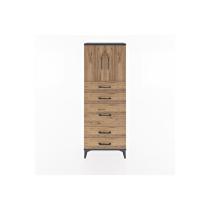 Arges Dolap 2 Raflı 5 Çekmeceli 2 Kapaklı 60x30x163 Antrasit-çam