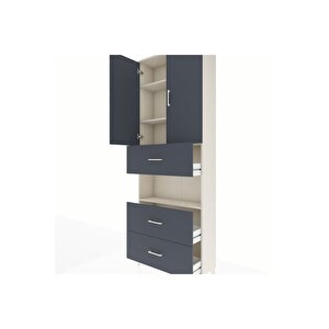 Arges Dolap 4 Raflı 3 Çekmeceli 2 Kapaklı 88x30x243 Aytaşı-antrasit