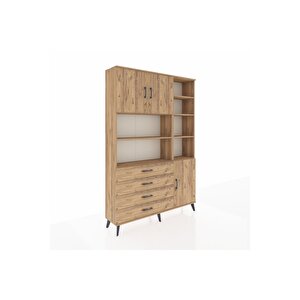 Arges Gardrop 9 Raflı 4 Çekmeceli 3 Kapaklı 132x30x195 Çam-çam