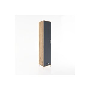 Hyperion Dolap 3 Raflı Tek Çekmeceli Tek Askılı 44x44x221 Çam-antrasit