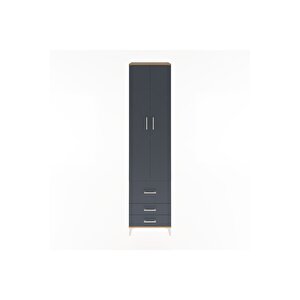 Hyperion Dolap 5 Raflı 3 Çekmeceli 2 Kapaklı 60x44x243 Çam-antrasit