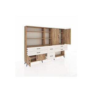 Arges Dolap 10 Raflı 6 Çekmeceli 4 Kapaklı 220x30x163 Çam-çam/aytaşı
