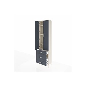 Arges Dolap 4 Raflı 3 Çekmeceli 2 Kapaklı 60x30x221 Aytaşı-antrasit