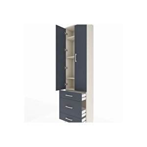 Arges Dolap 4 Raflı 3 Çekmeceli 2 Kapaklı 60x30x221 Aytaşı-antrasit