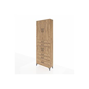 Arges Dolap 4 Raflı 5 Çekmeceli 4 Kapaklı 88x30x243 Çam-çam