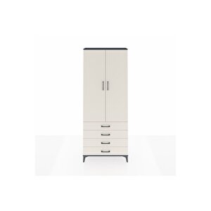 Arges Dolap 3 Raflı 4 Çekmeceli 2 Kapaklı 88x30x221 Antrasit-aytaşı