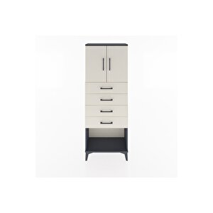 Arges Dolap 2 Raflı 4 Çekmeceli 2 Kapaklı 60x30x163 Antrasit-aytaşı