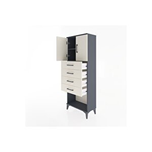 Arges Dolap 2 Raflı 4 Çekmeceli 2 Kapaklı 60x30x163 Antrasit-aytaşı