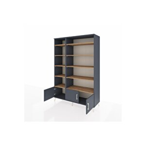 Hyperion Dolap 10 Raflı 3 Kapaklı 132x44x195 Antrasit-antrasit/çam