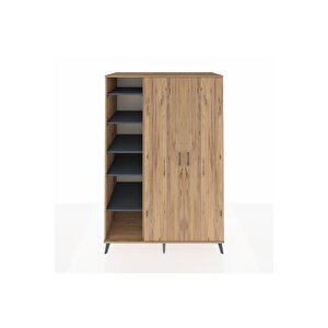 Kronos Dolap 7 Raflı 2 Kapaklı Tek Askılı 132x59x195 Çam-çam/antrasit