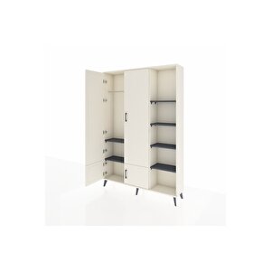 Arges Dolap 6 Raflı 4 Kapaklı Tek Askılı 132x30x195 Aytaşı-aytaşı/antrasit