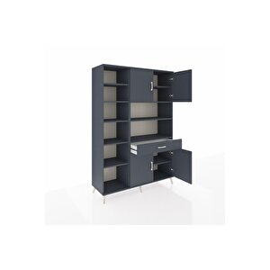 Hyperion Gardrop 10 Raflı Tek Çekmeceli 4 Kapaklı 132x44x195 Antrasit-antrasit