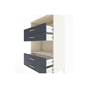 Hyperion Dolap 2 Raflı 4 Çekmeceli 88x44x134 Aytaşı-antrasit