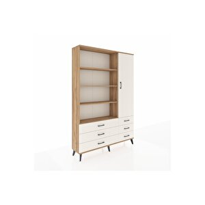 Arges Gardrop 8 Raflı 6 Çekmeceli Tek Kapaklı  132x30x195 Çam-aytaşı