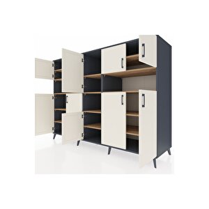 Kronos Dolap 14 Raflı 10 Kapaklı 220x59x163 Antrasit-aytaşı/çam