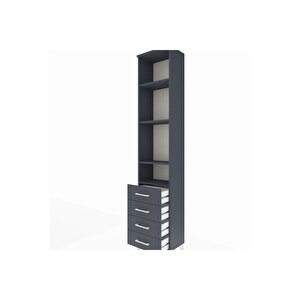 Arges Dolap 4 Raflı 4 Çekmeceli 44x30x221 Antrasit-antrasit