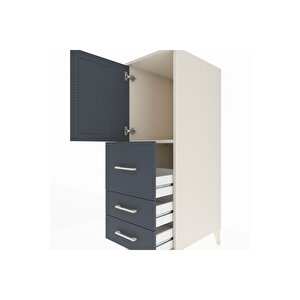 Kronos Dolap Tek Raflı 3 Çekmeceli Tek Kapaklı 44x59x134 Aytaşı-antrasit