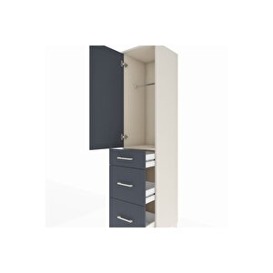 Hyperion Dolap Tek Raflı 3 Çekmeceli Tek Askılı 44x44x195 Aytaşı-antrasit