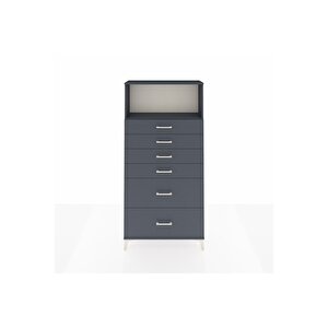 Arges Dolap Tek Raflı 6 Çekmeceli 88x30x182 Antrasit-antrasit