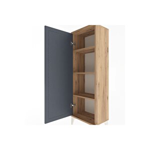 Arges Dolap 3 Raflı Tek Kapaklı 44x30x134 Çam-antrasit