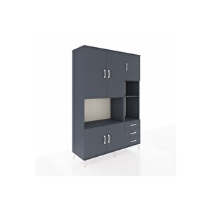 Hyperion Gardrop 9 Raflı 3 Çekmeceli 5 Kapaklı 132x44x195 Antrasit-antrasit