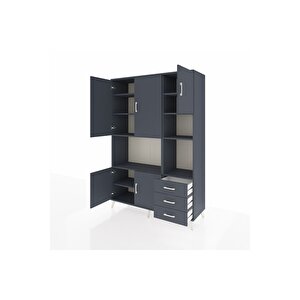 Hyperion Gardrop 9 Raflı 3 Çekmeceli 5 Kapaklı 132x44x195 Antrasit-antrasit