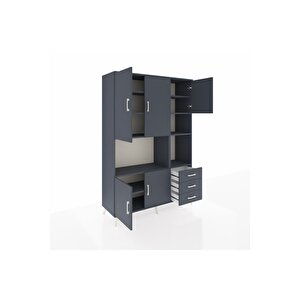 Hyperion Gardrop 9 Raflı 3 Çekmeceli 5 Kapaklı 132x44x195 Antrasit-antrasit