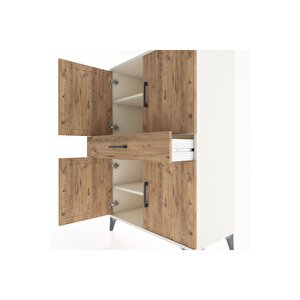 Hyperion Dolap 3 Raflı Tek Çekmeceli 4 Kapaklı 88x44x134 Aytaşı-çam