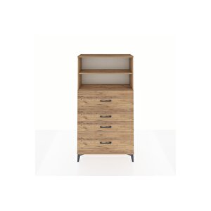 Arges Dolap 2 Raflı 4 Çekmeceli 88x30x163 Çam-çam