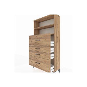 Arges Dolap 2 Raflı 4 Çekmeceli 88x30x163 Çam-çam