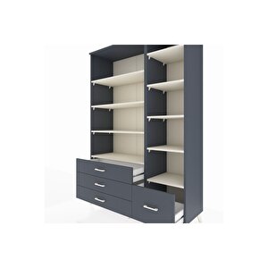 Hyperion Dolap 9 Raflı 4 Çekmeceli  132x44x195 Antrasit-aytaşı/antrasit