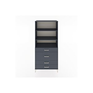 Hyperion Dolap 3 Raflı 4 Çekmeceli 88x44x195 Antrasit-antrasit