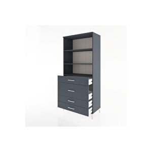 Hyperion Dolap 3 Raflı 4 Çekmeceli 88x44x195 Antrasit-antrasit