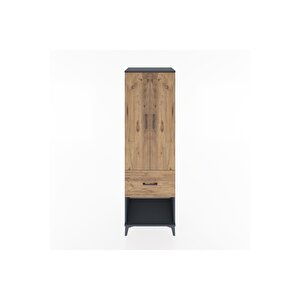 Hyperion Dolap 2 Raflı Tek Çekmeceli Tek Askılı 60x44x195 Antrasit-çam