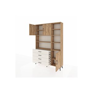 Arges Dolap 9 Raflı 4 Çekmeceli 3 Kapaklı 132x30x195 Çam-çam/aytaşı