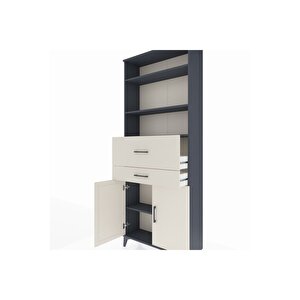 Arges Dolap 4 Raflı 2 Çekmeceli 2 Kapaklı 88x30x221 Antrasit-aytaşı