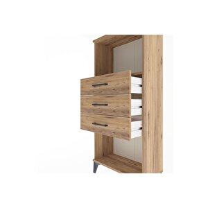 Arges Dolap Tek Raflı 3 Çekmeceli 60x30x134 Çam-çam