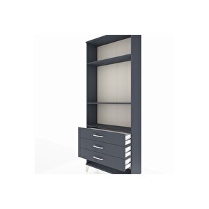 Arges Dolap 3 Raflı 3 Çekmeceli 88x30x221 Antrasit-antrasit