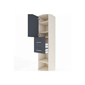 Hyperion Dolap 4 Raflı 2 Çekmeceli Tek Kapaklı 44x44x195 Aytaşı-antrasit