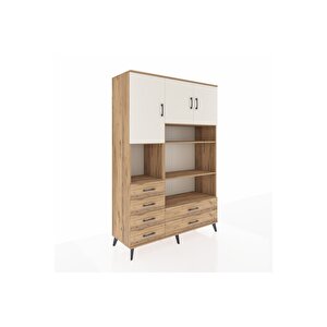 Hyperion Dolap 9 Raflı 6 Çekmeceli 3 Kapaklı 132x44x195 Çam-aytaşı/çam